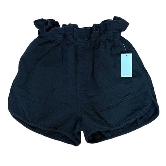 NEW Splendid Black Waist Ruffle Shorts - Picture 1 of 7